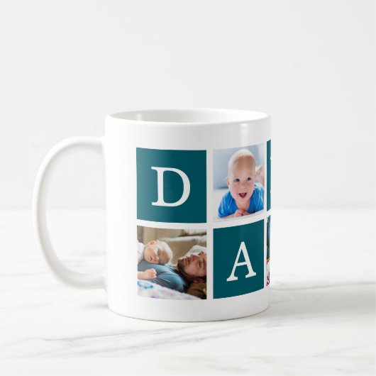 Daddy Minimal Color Block Foto Collage Blau Kaffeetasse (Links)