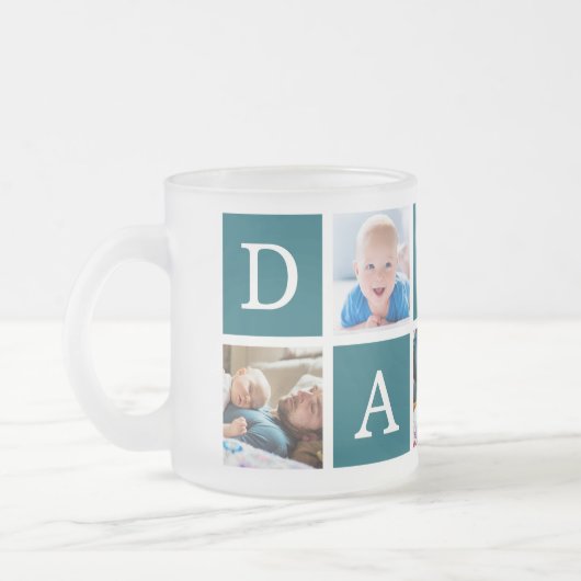 Daddy Minimal Color Block Foto Collage Blau Mattglastasse (Links)