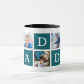 Daddy Minimal Color Block Foto Collage Blau Tasse (Zentrum)