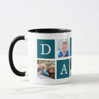 Daddy Minimal Color Block Foto Collage Blau Tasse