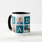 Daddy Minimal Color Block Foto Collage Blau Tasse (Vorderseite Links)