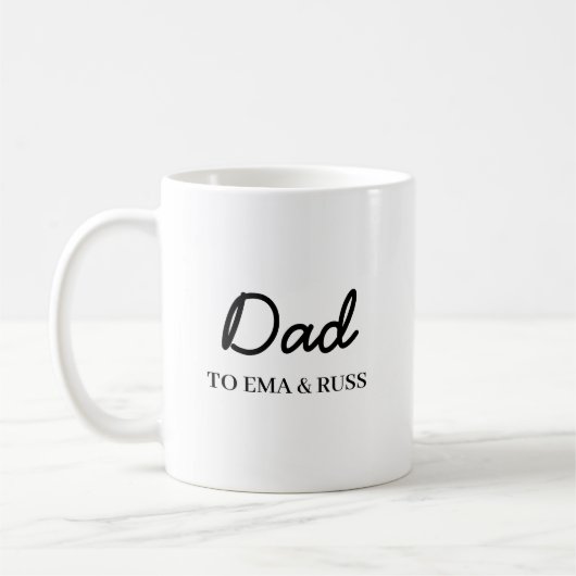 Daddy Modern Father’s Day Kids Names Script Kaffeetasse (Links)