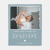 Daddy Modern First Vathers Day Foto Fleecedecke (Vorderseite)