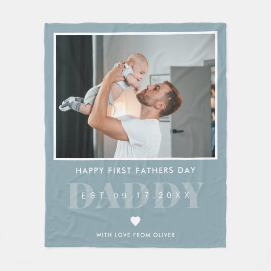 Daddy Modern First Vathers Day Foto Fleecedecke (Vorderseite)