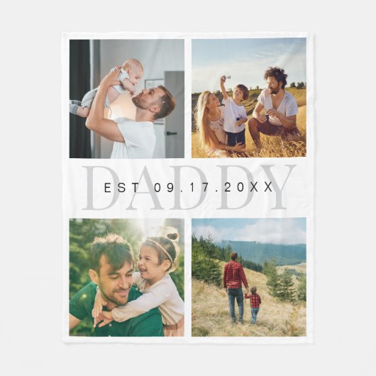 Daddy Modern Vathers Day Foto Collage Fleecedecke (Vorderseite)