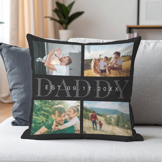 Daddy Modern Vathers Day Foto Collage Kissen (Von Creator hochgeladen)