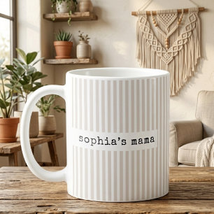 Daddy Mommy   Beige Streifen Mom Baby Enthüllung C Kaffeetasse