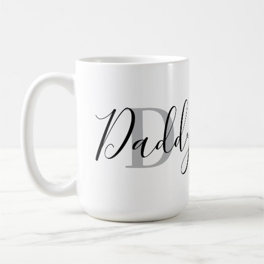 Daddy-Monogramm Grau Kaffeetasse (Links)