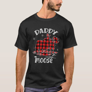 Daddy Moose Red Kariert Matching Christmas Family  T-Shirt
