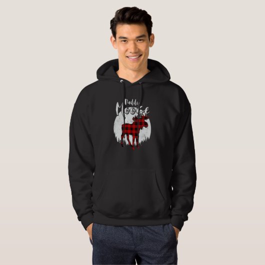 Daddy Moose Red Plaid Buffalo Matching Family Paja Hoodie (Vorne ganz)
