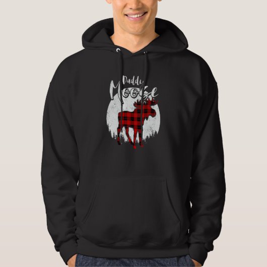 Daddy Moose Red Plaid Buffalo Matching Family Paja Hoodie (Vorderseite)