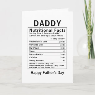 Daddy Nährwertangaben Vatertagsgeschenke Karte