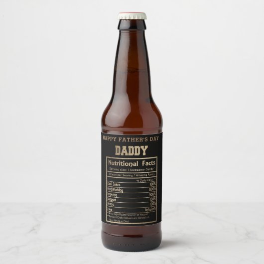 Daddy Nutritional Facts Vatertag Bierflaschenetikett (Vorderseite)