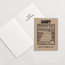 Daddy Nutritional Facts Vatertag Card