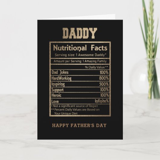 Daddy Nutritional Facts Vatertag Card Karte (Vorderseite)
