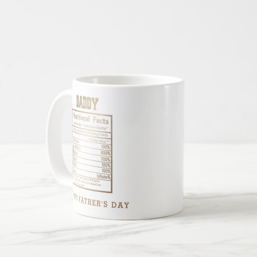 Daddy Nutritional Facts Vatertag Kaffeetasse (Vorderseite Links)
