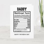 Daddy Nutritional Facts Vatertag Karte (Vorderseite)