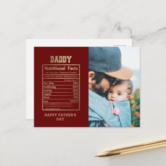 Daddy Nutritional Facts Vatertag Postcard Postkarte (Vorderseite/Rückseite Beispiel)