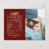 Daddy Nutritional Facts Vatertag Postcard Postkarte (Vorderseite)