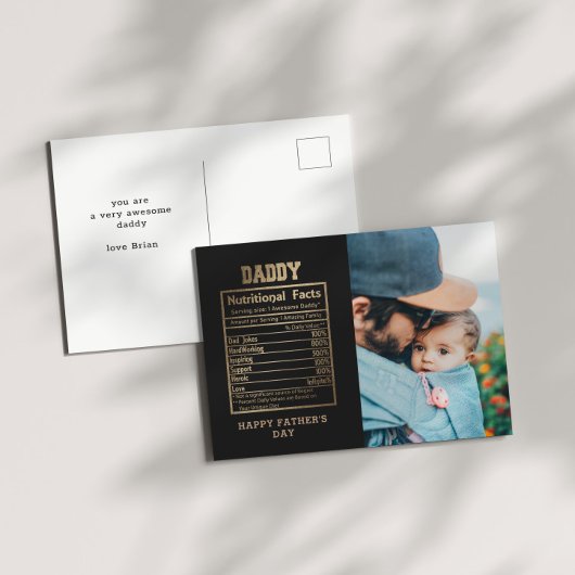 Daddy Nutritional Facts Vatertag Postcard Postkarte