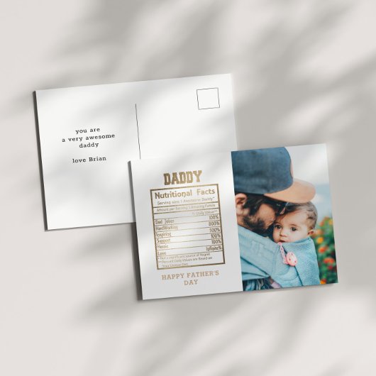 Daddy Nutritional Facts Vatertag Postcard Postkarte