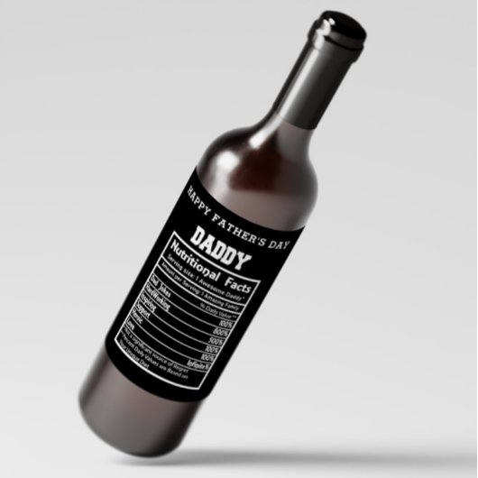 Daddy Nutritional Facts Vatertag Weinetikett