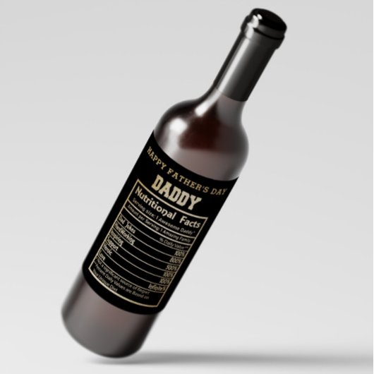 Daddy Nutritional Facts Vatertag Weinetikett