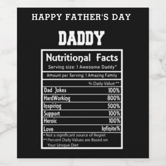 Daddy Nutritional Facts Vatertag Weinetikett (Einzelnes Label)
