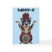 Daddy-O Boston Terrier Biker auf Motorrad