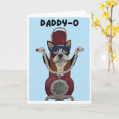 Daddy-O Boston Terrier Biker auf Motorrad Karte (Gelbe Blume)