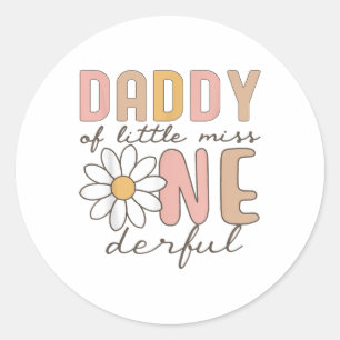 Daddy Of Little Miss Onederful First Geburtstag Da Runder Aufkleber