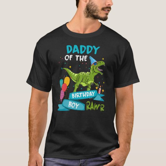 Daddy of the Birthday Boy RAWR T-Rex Dinosaur Birt T-Shirt (Vorderseite)