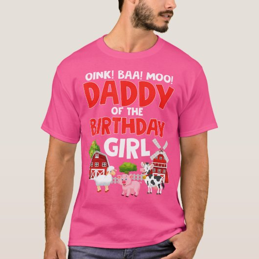 Daddy Of The Birthday Girl Farm Animals Tractor Pa T-Shirt (Vorderseite)