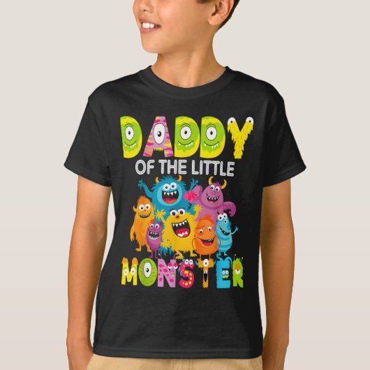 Daddy Of The Little Monster 1st Birthday Boy Party T-Shirt (Vorderseite)