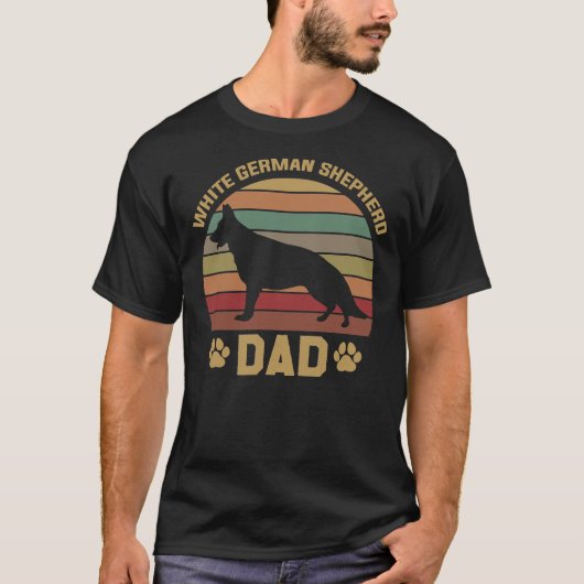 Daddy Owner White German Shepherd Old Sunset T-Shirt (Vorderseite)