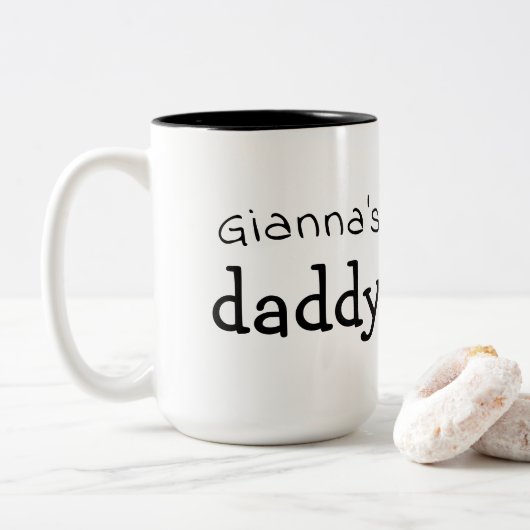 Daddy Personalisiert Fun Schwarz-weiß Zwei-Tone-Ta Zweifarbige Tasse (Mit Donut)
