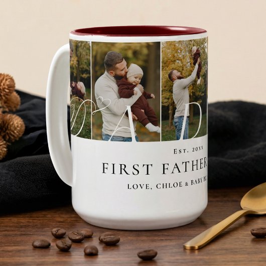 Daddy Photo Collage First Father's Day Keepsake Zweifarbige Tasse
