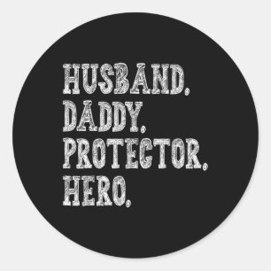 Daddy Protector Hero Fathers Day Family Vater Groß Runder Aufkleber