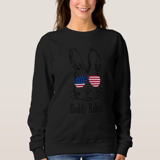 Daddy Rabbit Gesicht mit Sonnenbrille American Fla Sweatshirt (Vorderseite)