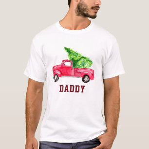 Daddy Red Lieferwagen LKW Weihnachtsbaum Wasserfar T-Shirt