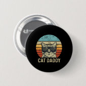 Daddy Retro Cat Sungles Cool Cat Vater Geschenke F Button (Vorne & Hinten)