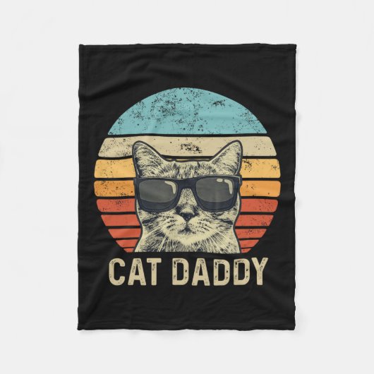 Daddy Retro Cat Sungles Cool Cat Vater Geschenke F Fleecedecke (Vorderseite)