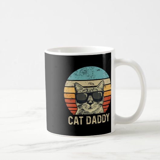 Daddy Retro Cat Sungles Cool Cat Vater Geschenke F Kaffeetasse (Rechts)