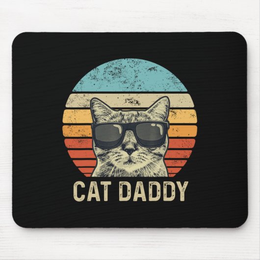 Daddy Retro Cat Sungles Cool Cat Vater Geschenke F Mousepad (Vorne)