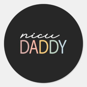 Daddy Retro Colorful Nicu Vater Boho Tiny Warrior Runder Aufkleber