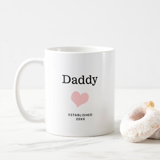 Daddy, rosa Herz, Single Foto Custom Kaffeetasse (Mit Donut)