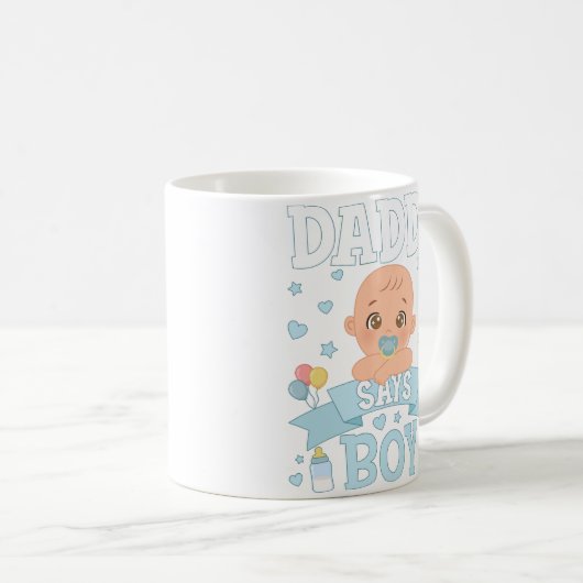 Daddy sagt Junge Schwangerschaft rosa oder blau Kaffeetasse (VorderseiteRechts)
