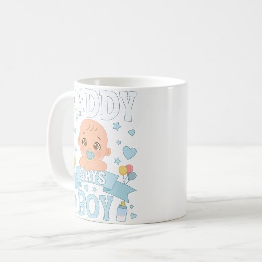 Daddy sagt Junge Schwangerschaft rosa oder blau Kaffeetasse (Vorderseite Links)