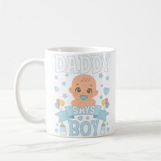 Daddy sagt Junge Schwangerschaft rosa oder blau Kaffeetasse (Links)
