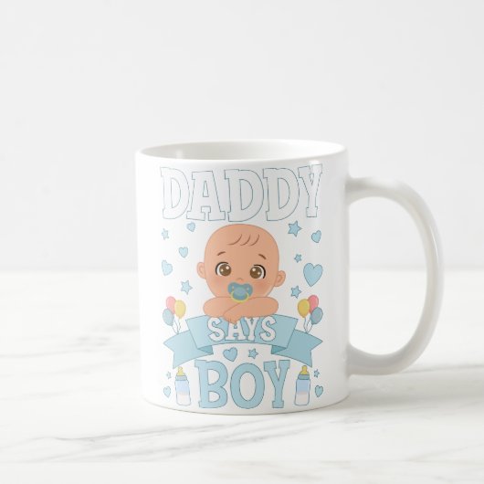 Daddy sagt Junge Schwangerschaft rosa oder blau Kaffeetasse (Rechts)